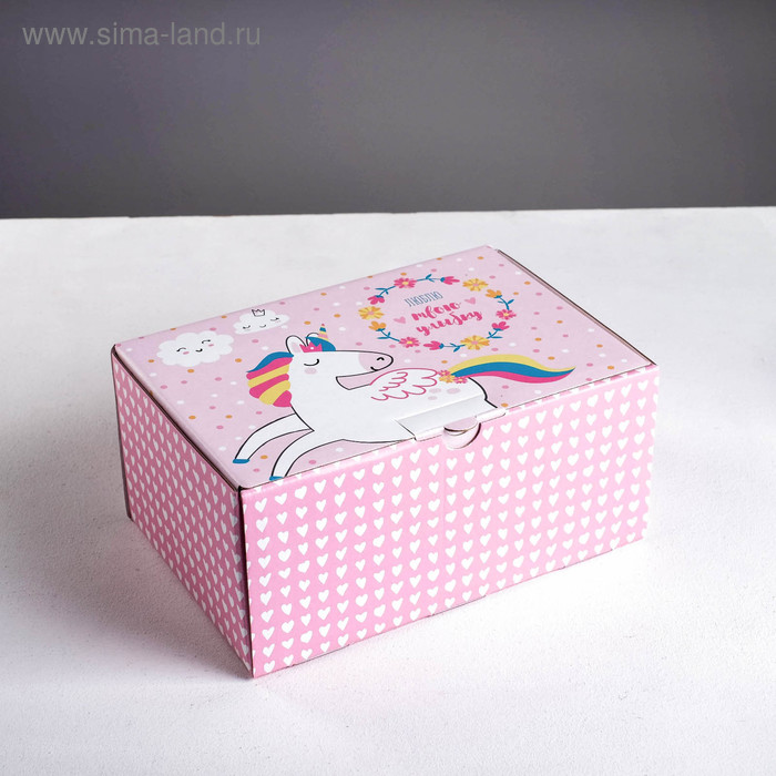 Коробка‒пенал, упаковка подарочная, «Единорожка», 22 х 15 х 10 см