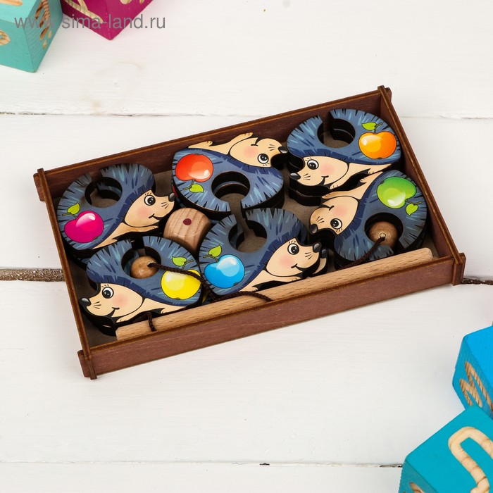 фото Игра «поймай-ка. ёжики» удочка с шариком деревянные игрушки