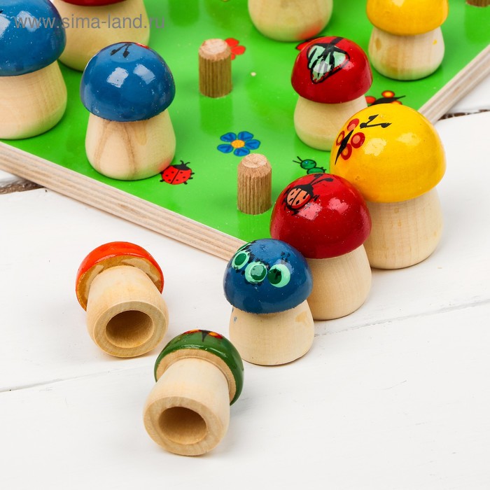 фото Счётный материал «грибы на поляне», 15 шт. деревянные игрушки