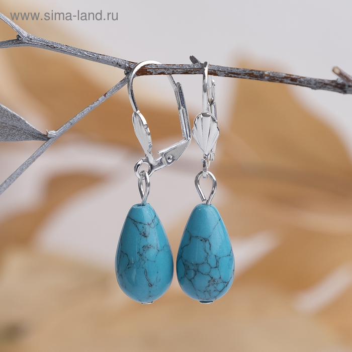 

Серьги посеребрение капля "Бирюза новая"