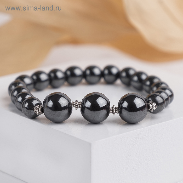 

Браслет шар №8+№12 "Гематит", 5,5см