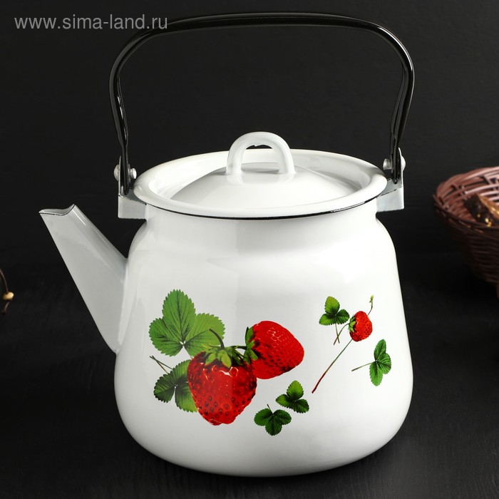 фото Чайник сферический 3,5 л "летняя ягода", цвет белый сибирские товары