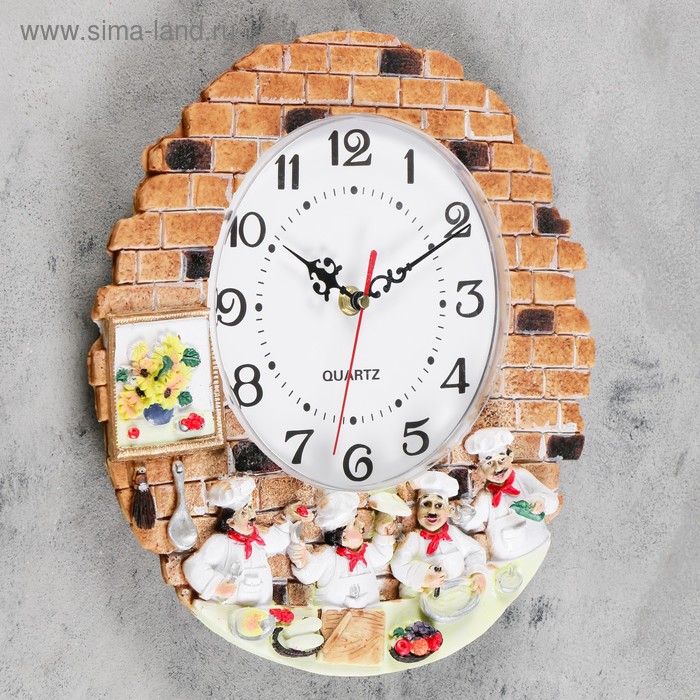 фото Часы настенные, серия: кухня, "повара", плавный ход, d-17 см, 30.5 х 30 см