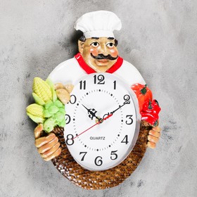 

Часы настенные, серия: Кухня, "Усатый повар", d=20 см, ручная работа