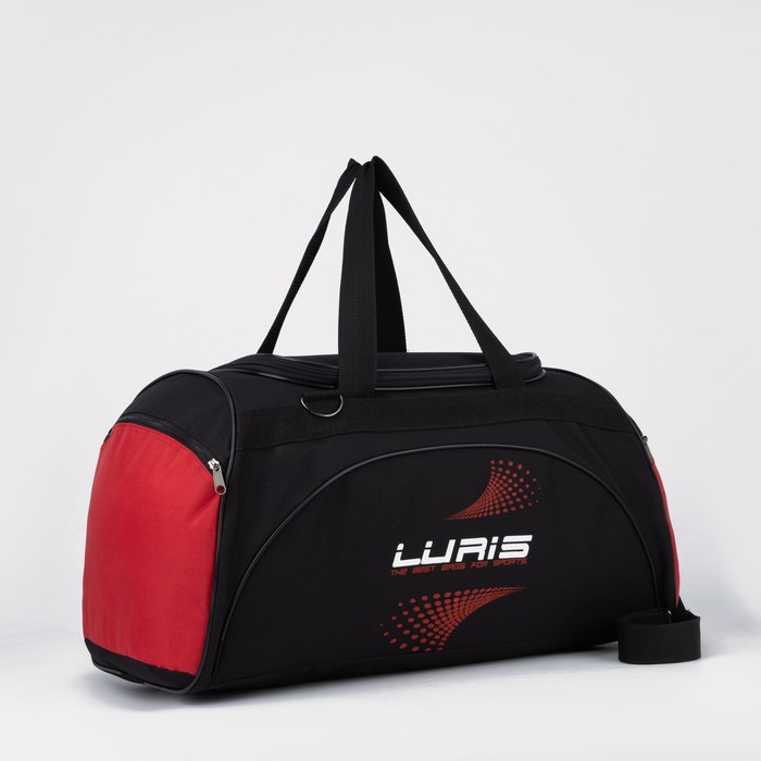 Сумка спортивная на молнии, 2 наружных кармана, длинный ремень, цвет чёрный/красный