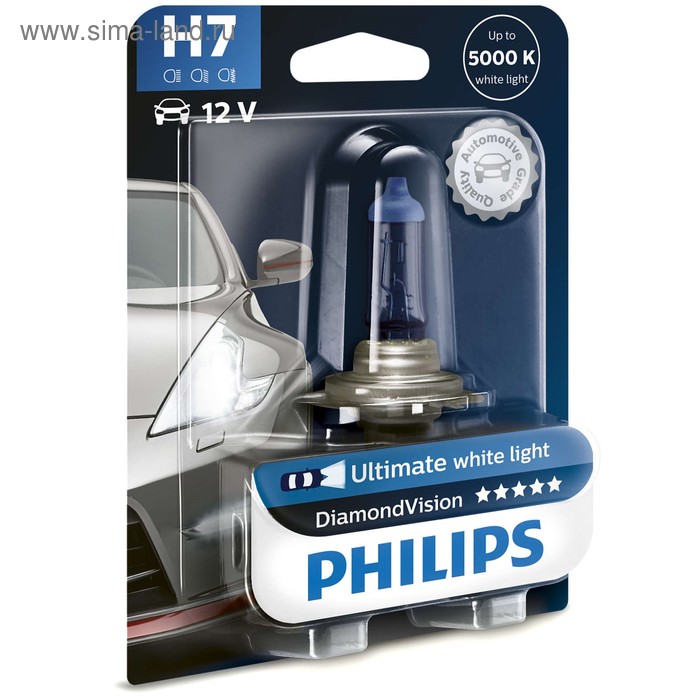 фото Лампа автомобильная philips diamond vision, h7, 12 в, 55 вт, 12972dvb1