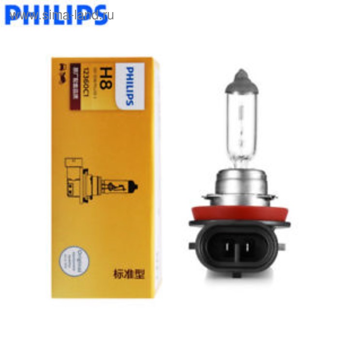Лампа автомобильная Philips, H8, 12 В, 35 Вт, 12360C1 лампа светодиодная philips 12 в h11 h8 h16 9 3 вт 6000k x tremeultinon набор 2 шт 12834unix2