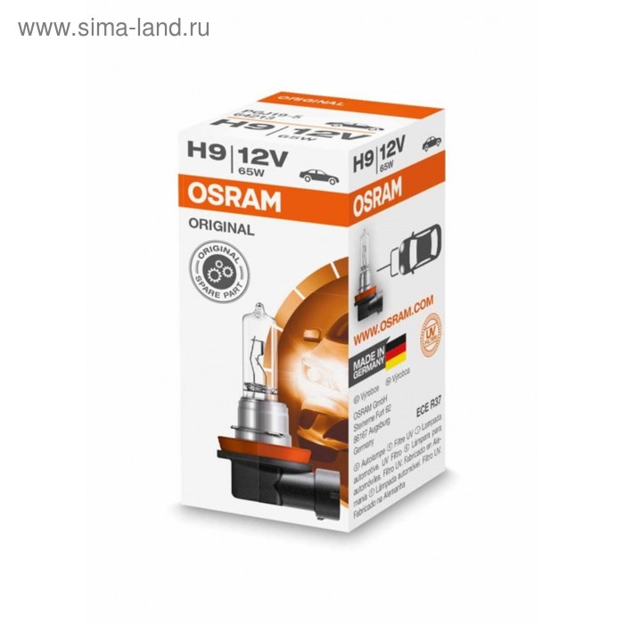 Лампа автомобильная Osram, H9, 12 В, 65 Вт, 64213 лампа автомобильная osram hb1 12 в 65 45w p29t super 9004xv