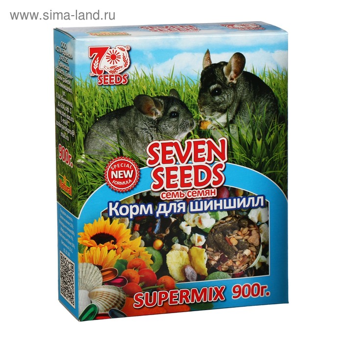 Корм Seven Seeds SUPERMIX для шиншилл, 900 г корм для хомяков и морских свинок seven seeds supermix 900 г