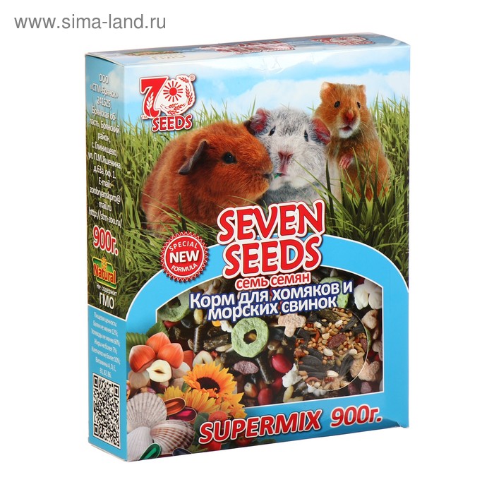 Корм Seven Seeds SUPERMIX для хомяков и морских свинок, 900 г корм для кроликов seven seeds supermix 900 г