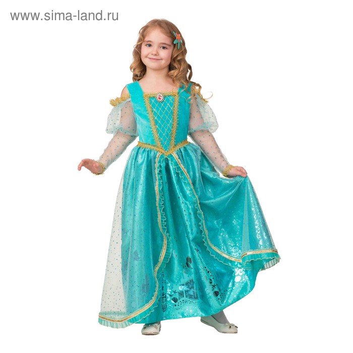 Карнавальный костюм «Принцесса Ариэль», текстиль-принт, платье, брошь, заколка, р. 28, рост 110 см
