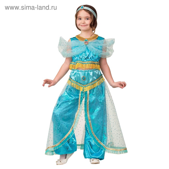Карнавальный костюм «Принцесса Жасмин», текстиль-принт, блуза, шаровары, р. 34, рост 134 см батик карнавальный костюм принцесса жасмин текстиль принт блуза шаровары р 32 рост 122 см