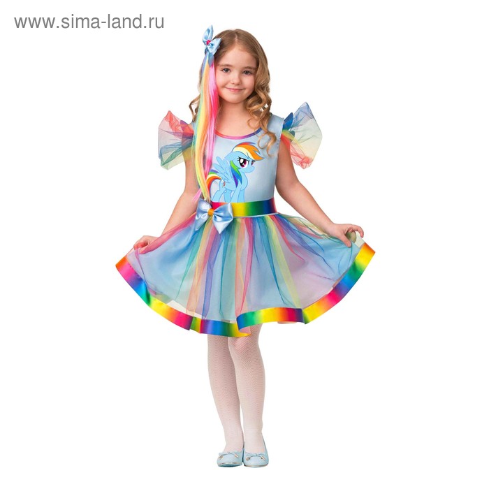 Карнавальный костюм «Радуга Дэш», платье, заколка-волосы, р. 32, рост 122 см карнавальный костюм радуга дэш платье заколка волосы р 32 рост 122 см