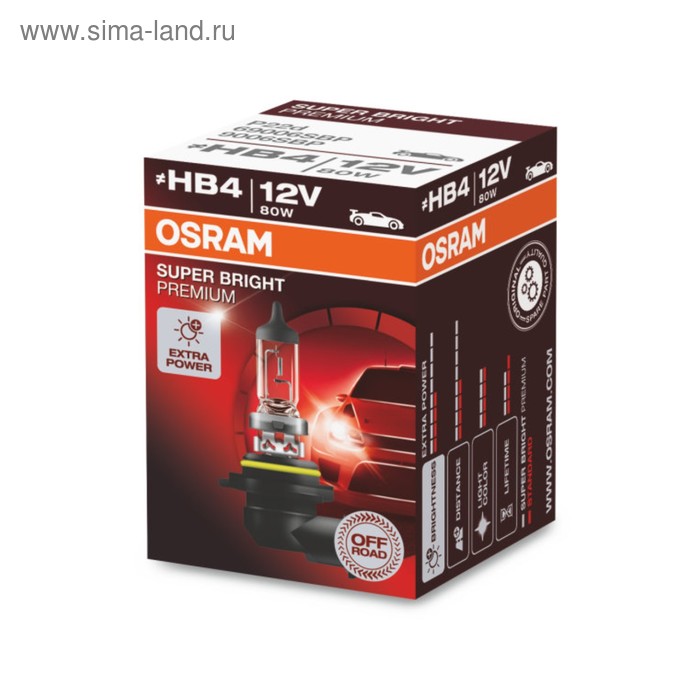 фото Лампа автомобильная osram super bright premium, hb4, 12 в, 80 вт, 69006sbp