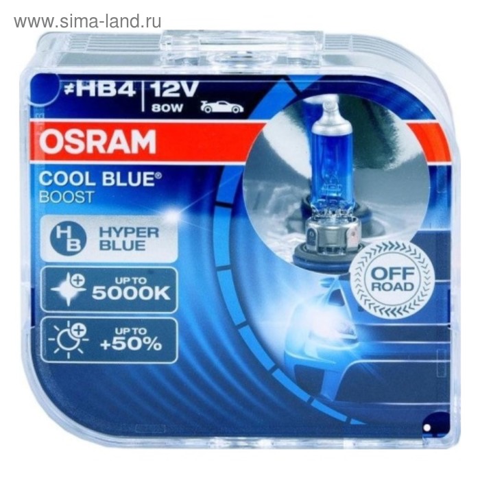 фото Лампа автомобильная osram cool blue boost, hb4, 12 в, 80 вт, набор 2 шт, 69006cbb-hcb