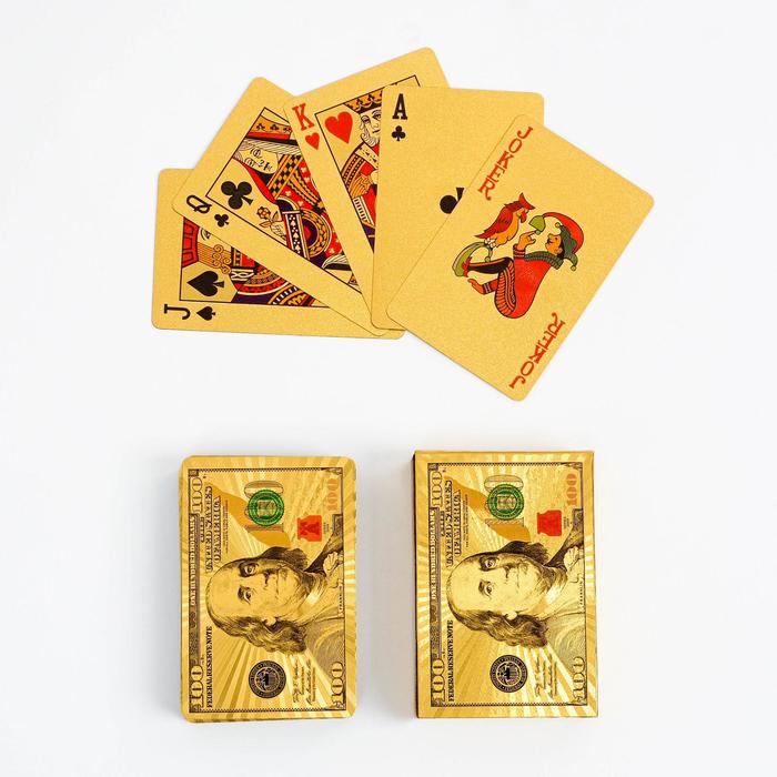 Карты игральные пластиковые 100 долларов, 55 шт, 9 х 6 см карты игральные бумажные wild king 55 шт 280 г м2 синие 6 3 х 8 8 см
