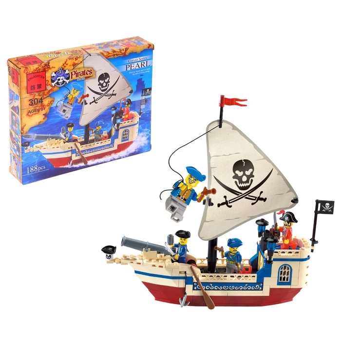 Конструктор «Пиратский корабль», 188 деталей