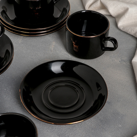 

Сервиз кофейный «Тёплое время», 12 шт: 6 чашек 150 мл, 6 блюдец 13,5 см, цвет чёрный