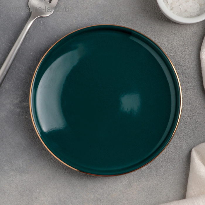 Тарелка керамическая пирожковая «Изумруд», d=15 см, цвет зелёный тарелка керамическая десертная изумруд d 20 см цвет зелёный