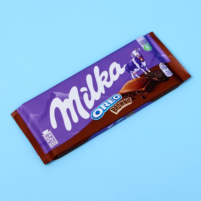 Шоколад молочный Milka Oreo Brownie, 100 г шоколад молочный milka со вкусом ванили и кусочками печенья oreo 37 г