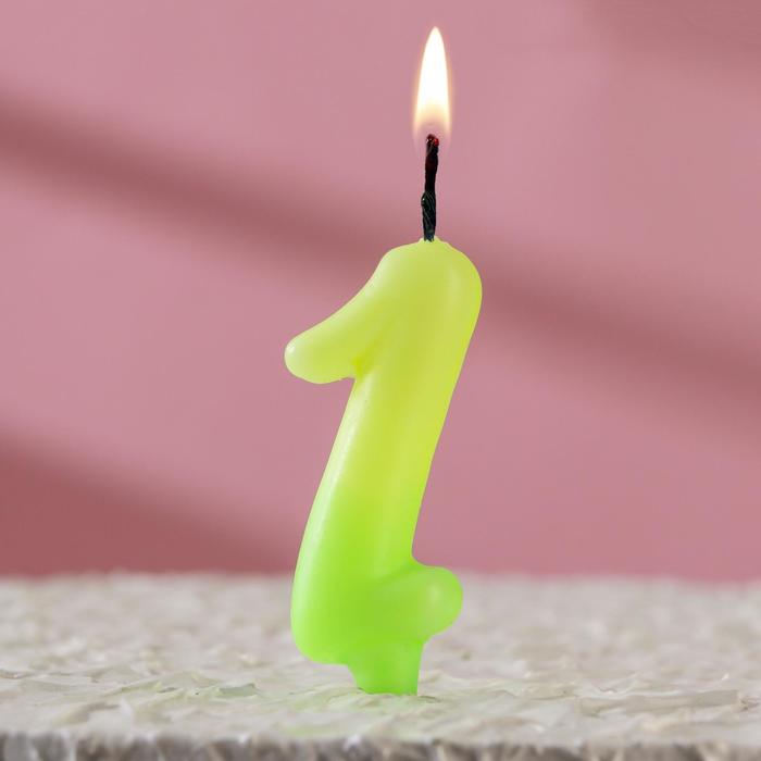 Свеча для торта цифра Люминесцентная, 5,5 см, цифра 1