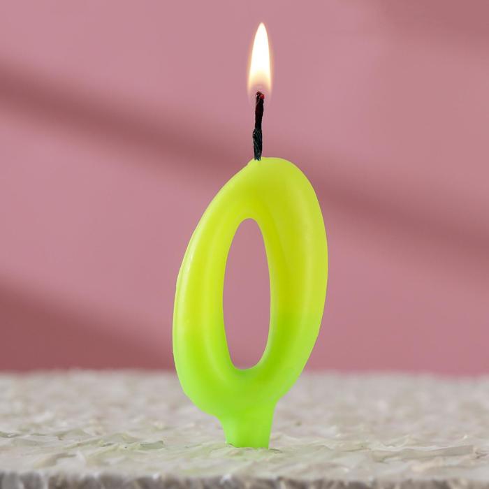Свеча для торта цифра Люминесцентная, 5,5 см, цифра 0