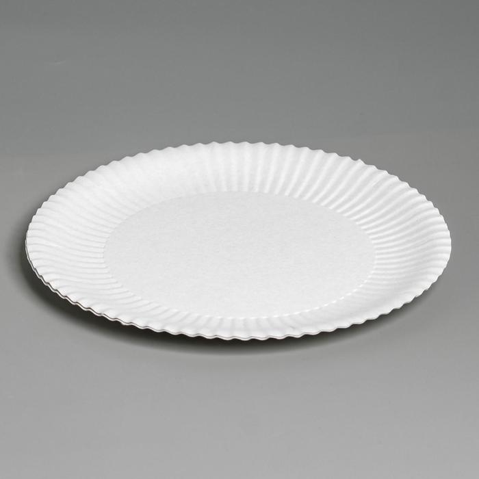Тарелка одноразовая Белая картон, 17 см