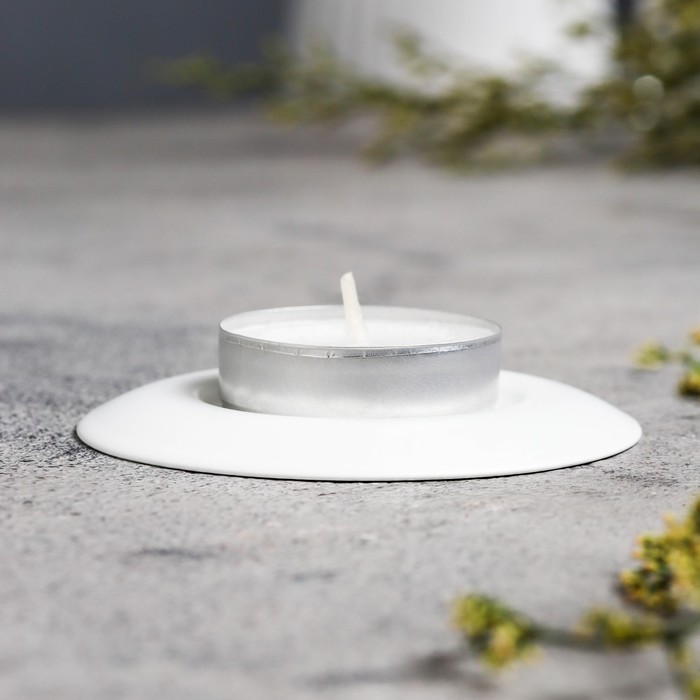 Подсвечник металл для чайной свечи, 7,5 см, белый подсвечник листочек для чайной свечи 3х9 6 см