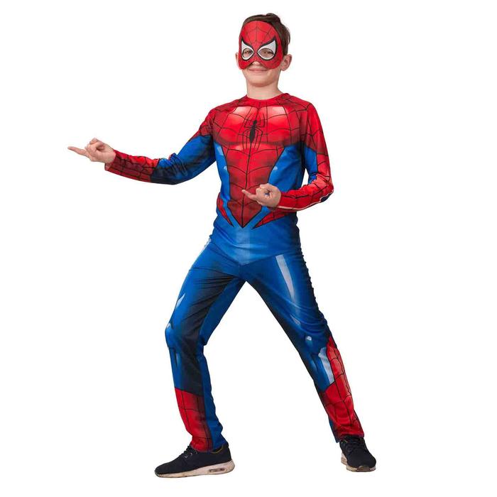 Карнавальный костюм Человек Паук, куртка, брюки, головной убор, р.28, рост 110 см карнавальный костюм человек паук текстиль размер 28 рост 110 см