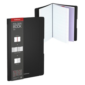 Тетрадь А4, 96 листов в клетку Erich Krause FolderBook, съёмная пластиковая обложка, блок офсет, чёрная