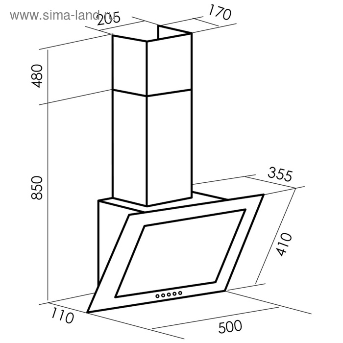 фото Вытяжка mbs galtonia 150 glass white, наклонная, 750 м3/ч, 3 скорости, 50 см, стекло/белая