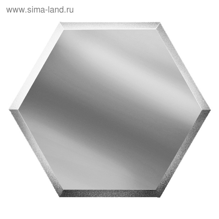 Зеркальная серебряная плитка «Сота» с фацетом 10 мм, 200х173 мм