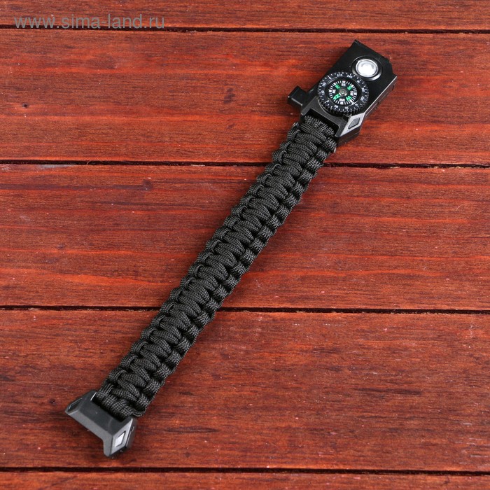фото Браслет для выживания "мастер к.", с компасом и фонариком, паракорд 3 м, 24 х 2 см