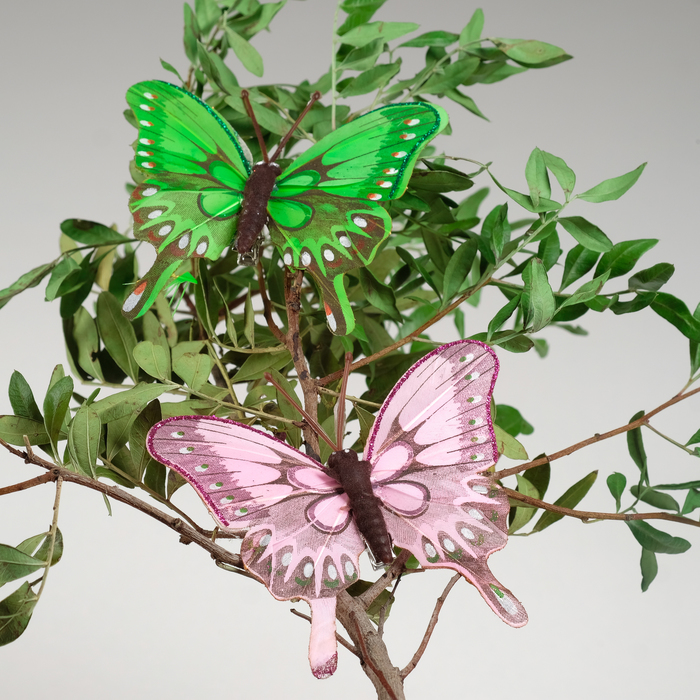 Бабочка для декора и флористики, на прищепке, пластиковая, микс, 1 шт., 9 х 8 х 1 см