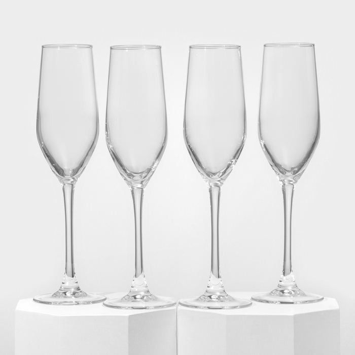 Набор стеклянных бокалов для шампанского «Время дегустаций. Шампань», 160 мл, 4 шт набор бокалов для коктейля время дегустаций коктейль 650 мл 4 шт