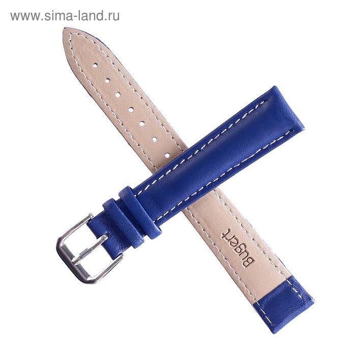 фото Ремешок для часов "bugert" 16 мм, натуральная кожа, l=19 см, темно-синий
