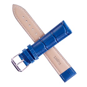Ремешок для часов "Bugert" 20 мм, натуральная кожа, l=20 см, синий, фактура крокодил
