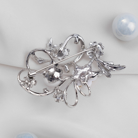 

Брошь "Цветы" яблони, цвет бело-голубой в серебре