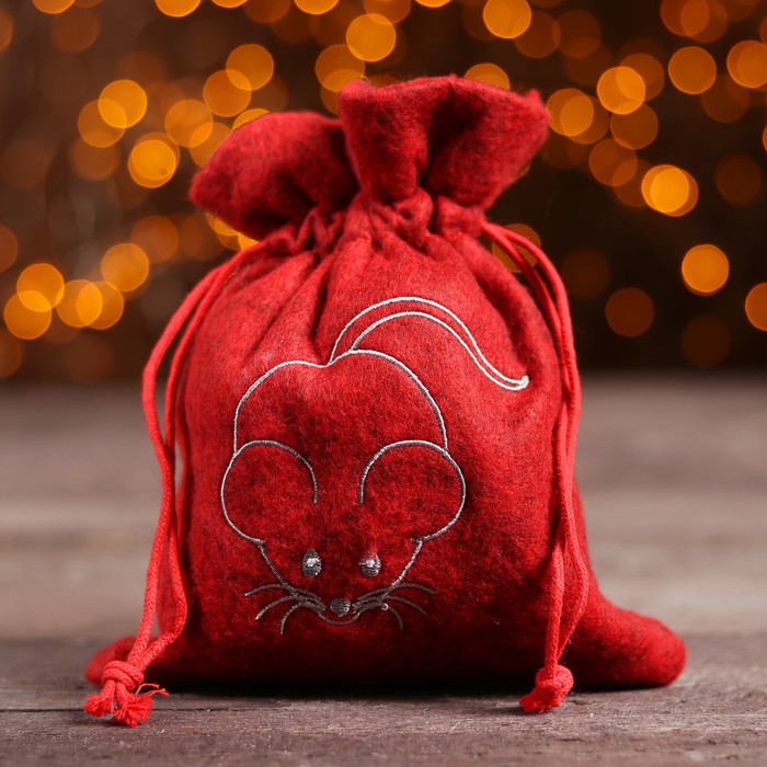 Мешок для подарков «Мышка», на завязках, цвета МИКС