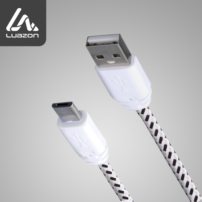 Кабель Luazon, microUSB - USB, 1 А, 0,9 м, оплётка нейлон, белый luazon home кабель luazon lightning usb 1 а 1 м оплётка нейлон красный