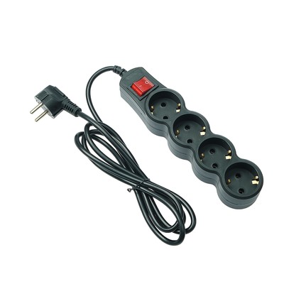 Сетевой фильтр 5bites SP4B-118 4S, 4 розетки, 1.8 м, 10 А, 3х0.75 мм2, с выкл., черный - Фото 1