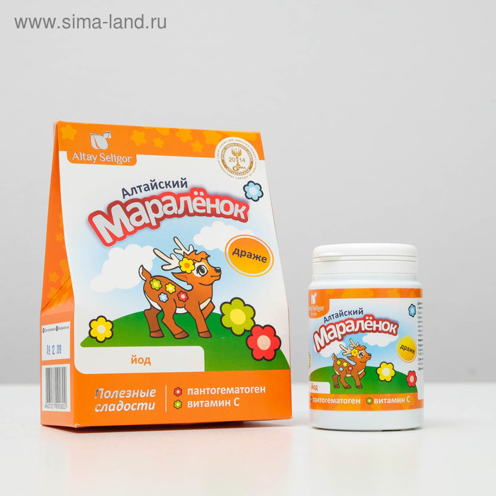 Драже «Алтайский маралёнок» для детей, с пантогематогеном, витамином С и йодом, 70 г