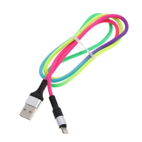 

Кабель LuazON, Lightning - USB, 2 A, 1 м, оплётка нейлон, разноцветный