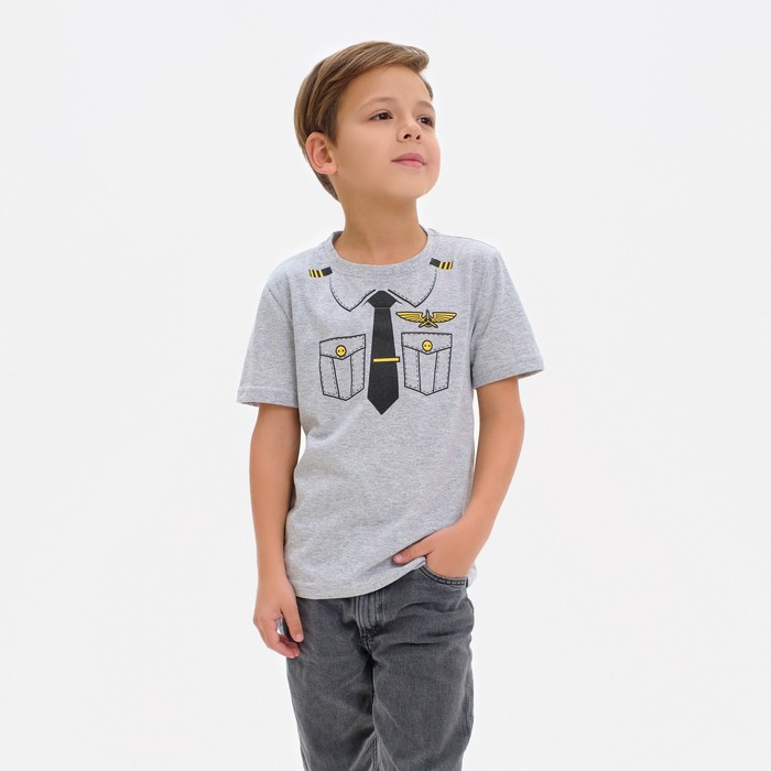 Футболка детская KAFTAN Пилот, серый, рост 98-104 (30) футболка детская kaftan галстук рост 98 104