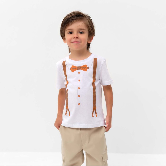 Футболка детская KAFTAN Подтяжки, белый, рост 98-104 (30) футболка детская kaftan галстук рост 98 104