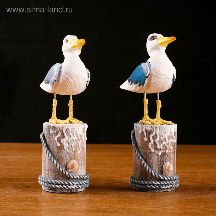 

Сувенир интерьерный "Чайка на пне" 11х7х21см микс