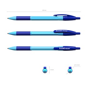 

Набор ручка шариковая автомат ErichKrause R-301 Neon Matic Grip 0.7, синяя, микс