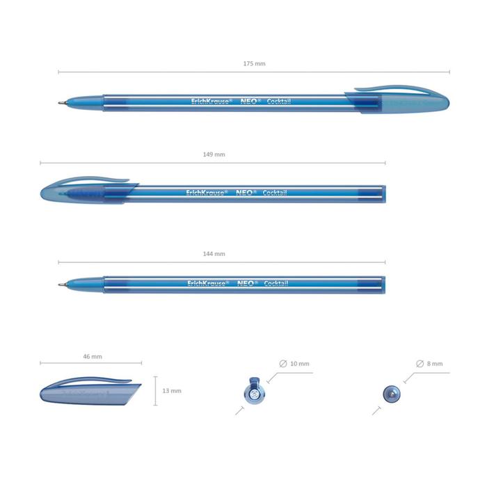 Набор ручка шариковая Erich Krause Neo Cocktail, синяя, микс