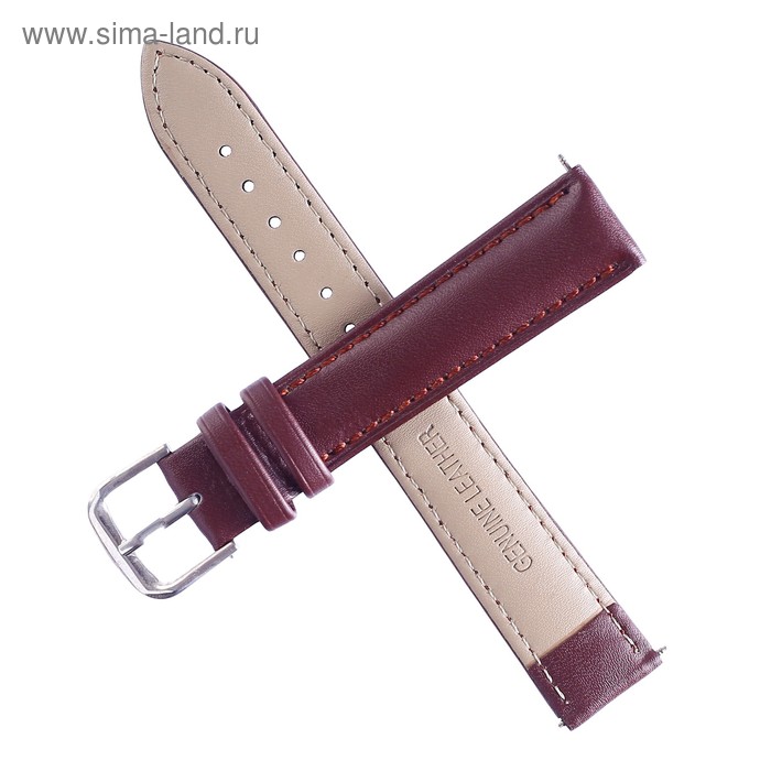 фото Ремешок для часов "bugert" 18 мм, натуральная кожа, l=20 см, коричневый