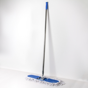 Швабра для мытья пола плоская Доляна, телескопическая стальная ручка 129 см, широкая х/б насадка 55×13 см Ош